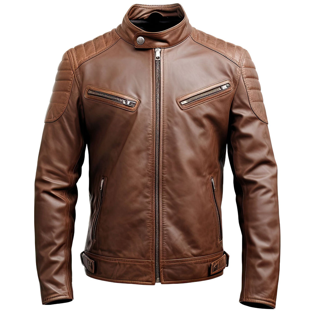 Men's Alpha Jacket Distressed Finish Brown Bomber Real Lambskin Leather