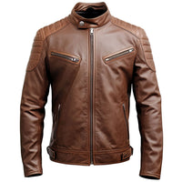 Men's Alpha Jacket Distressed Finish Brown Bomber Real Lambskin Leather