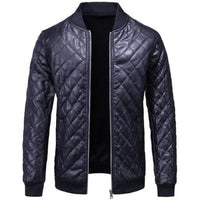 Men's Valiant Trendy Black & Blue Bomber Genuine Lambskin Biker Leather Jacket