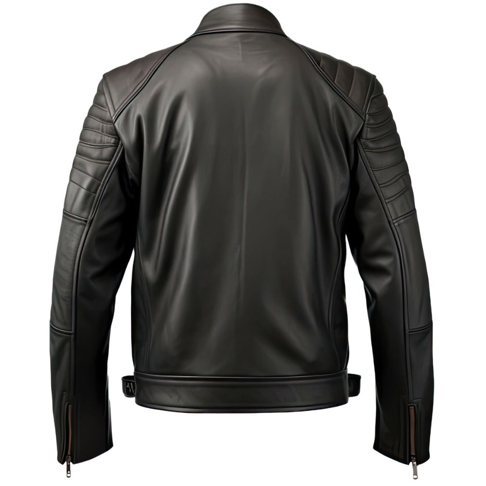 Men's Valor Black Multi-Zipper Biker Real Lambskin Quilted Jacket