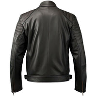 Men's Valor Black Multi-Zipper Biker Real Lambskin Quilted Jacket