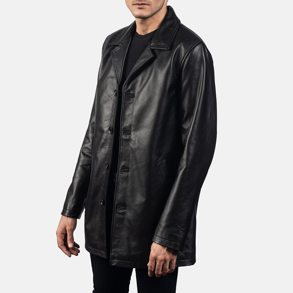 Urban Slate Black Leather Coat