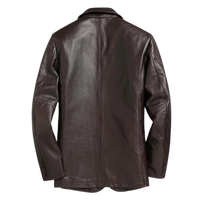 Mens Magnus Front Button Leather Coat