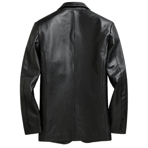 Mens Magnus Front Button Leather Coat