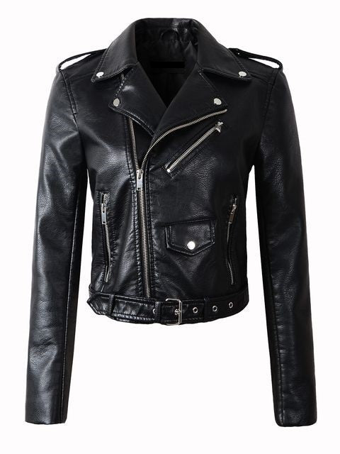Womens Bella Genuine Lambskin Biker Leather Jacket