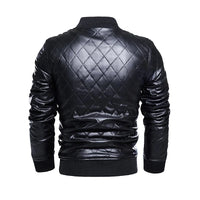 Mens Bishop Quilted Genuine Lambskin Leather Bomber Jacket
