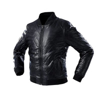 Mens Bishop Quilted Genuine Lambskin Leather Bomber Jacket