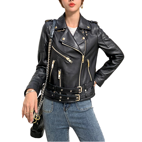 Womens Aurora Genuine Lambskin Biker Leather Jacket