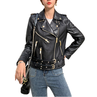 Womens Aurora Genuine Lambskin Biker Leather Jacket
