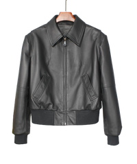 Womens Everly Genuine Lambskin Leather Bomber Jacket