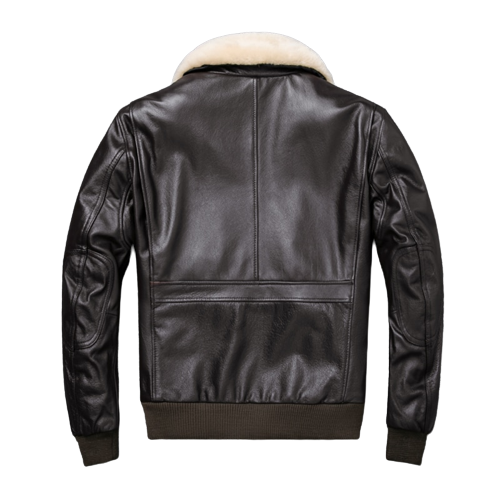 Mens Knox Flight Bomber Genuine Lambskin Leather Fur Collar Cotton Checked Lined Jacket
