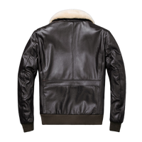 Mens Knox Flight Bomber Genuine Lambskin Leather Fur Collar Cotton Checked Lined Jacket