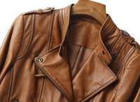 Womens Jaylin Genuine Lambskin Biker Leather Jacket