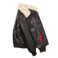 Mens Knox Flight Bomber Genuine Lambskin Leather Fur Collar Cotton Checked Lined Jacket