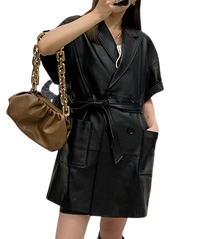 Womens Oaklynn Genuine Lambskin Leather Long Trench Coat