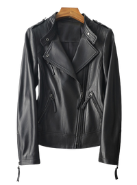 Womens Jaylin Genuine Lambskin Biker Leather Jacket