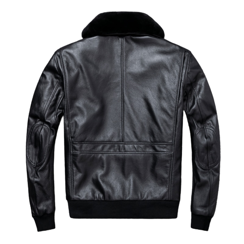 Mens Knox Flight Bomber Genuine Lambskin Leather Fur Collar Cotton Checked Lined Jacket