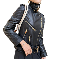 Womens Aurora Genuine Lambskin Biker Leather Jacket