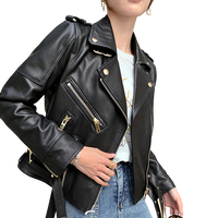 Womens Aurora Genuine Lambskin Biker Leather Jacket