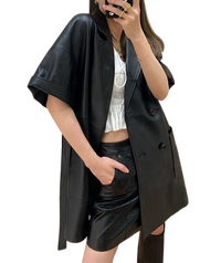 Womens Oaklynn Genuine Lambskin Leather Long Trench Coat