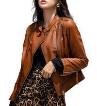Womens Jaylin Genuine Lambskin Biker Leather Jacket
