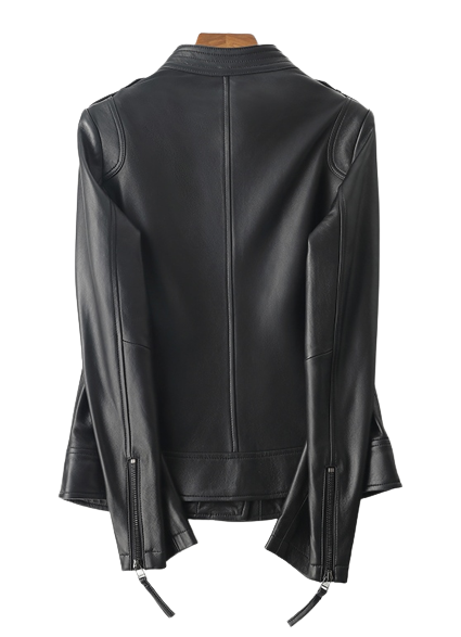 Womens Jaylin Genuine Lambskin Biker Leather Jacket