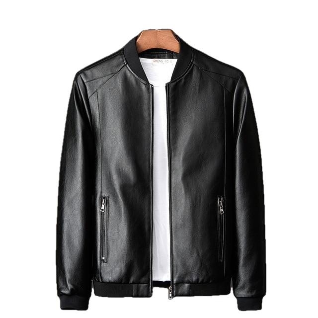 Mens Elegant Leather Causal Lambskin Bomber Jacket