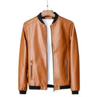 Mens Elegant Leather Causal Lambskin Bomber Jacket