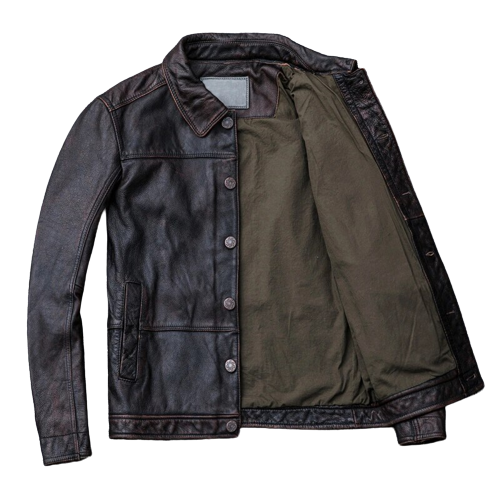 Men's Ryder Front Pocket Dark Brown Real Lambskin Leather Jacket