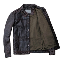 Men's Ryder Front Pocket Dark Brown Real Lambskin Leather Jacket