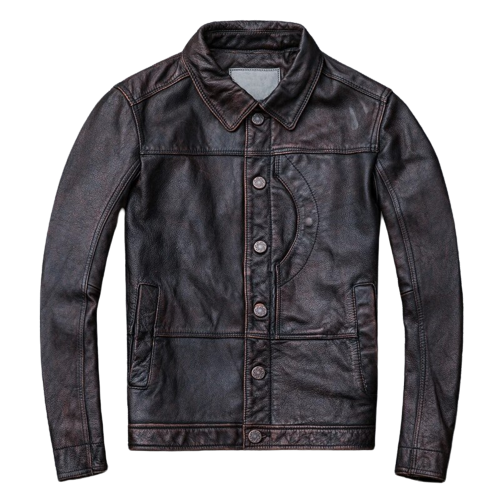 Men's Ryder Front Pocket Dark Brown Real Lambskin Leather Jacket