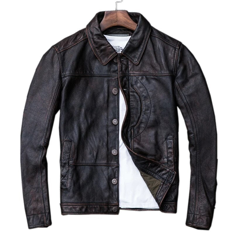 Men's Ryder Front Pocket Dark Brown Real Lambskin Leather Jacket