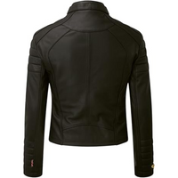 Naida Women’s Café Racer Genuine Cowhide Leather Motorcycle Jacket