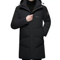 Men’s Windproof Thermal Hooded Jacket – Lightweight Insulated Winter Coat with Zippered Pockets