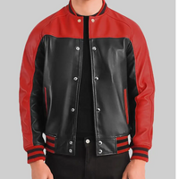 Holt Men’s Black & Red Leather Varsity Jacket – Classic Two-Tone Style & Comfort