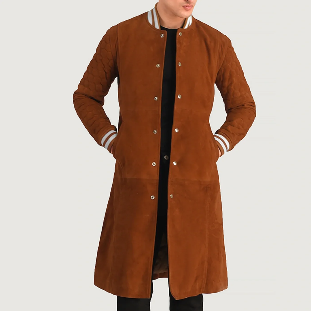 UB Fashion Wilde Black Leather Varsity Coat for Men – Classic Style, Premium Finish