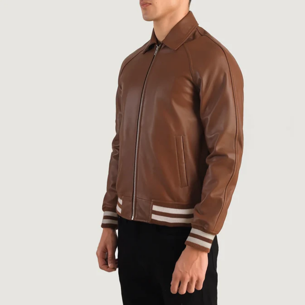 Walton Brown Leather Varsity Jacket