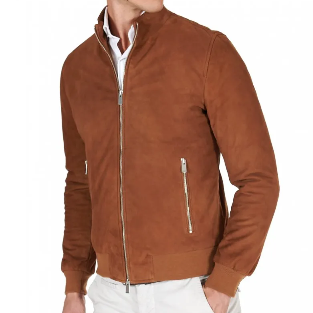 Men’s Tan Suede Leather Jacket – Classic Style, Timeless Appeal