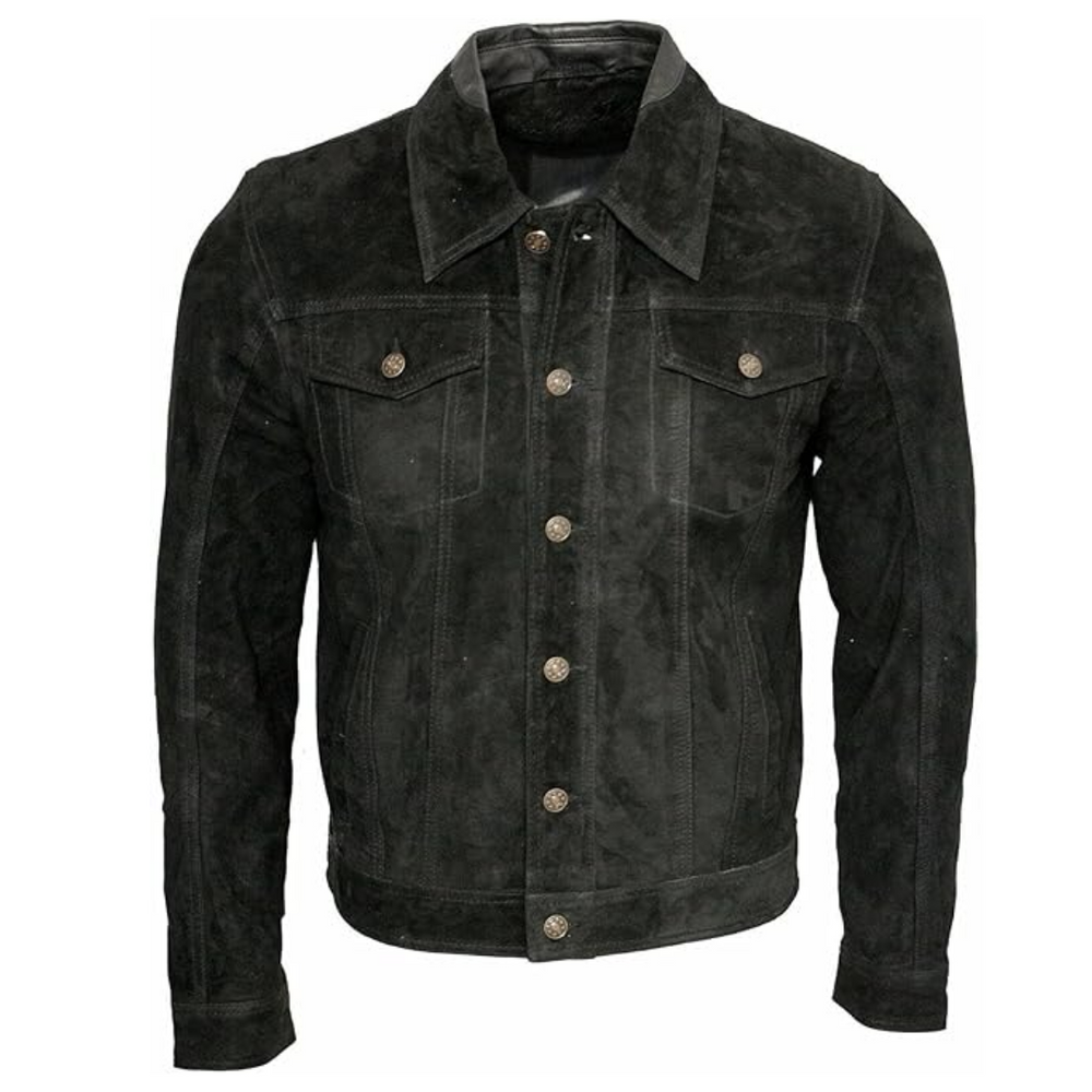 Mens Dark Brown Leather Suede Jacket In Europe