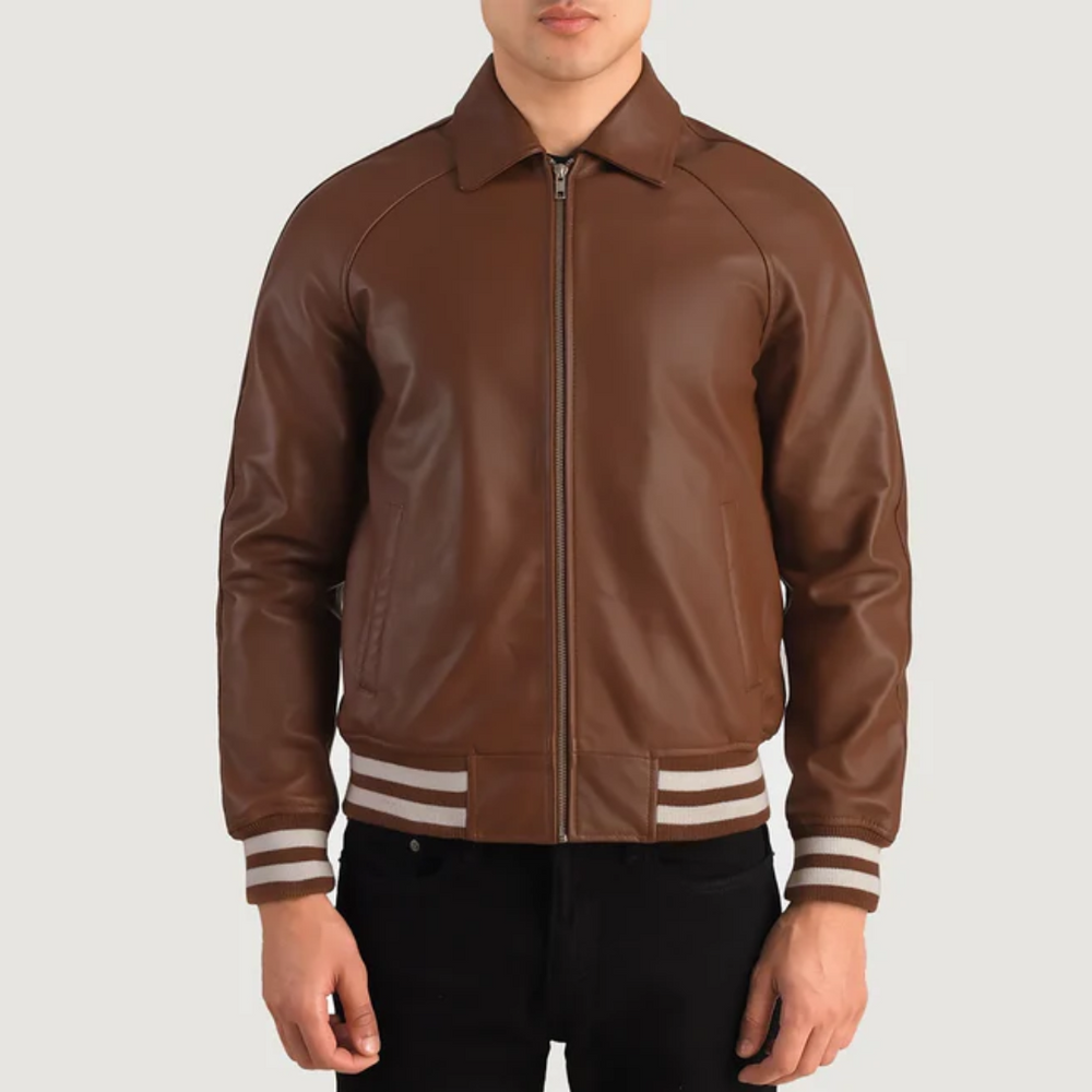 Walton Brown Leather Varsity Jacket