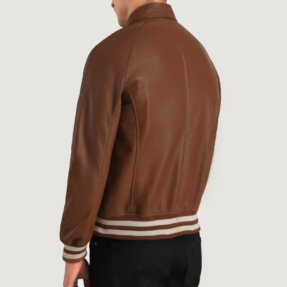Walton Brown Leather Varsity Jacket