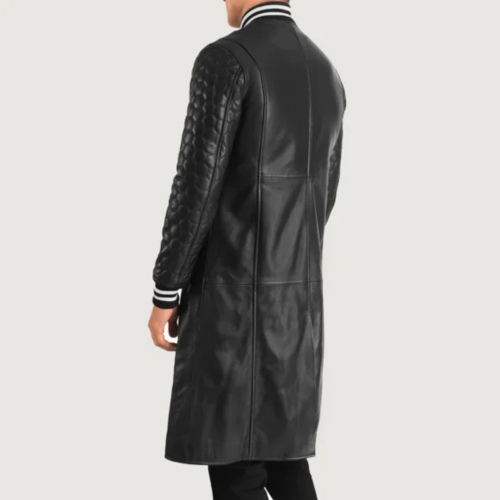 UB Fashion Wilde Black Leather Varsity Coat for Men – Classic Style, Premium Finish