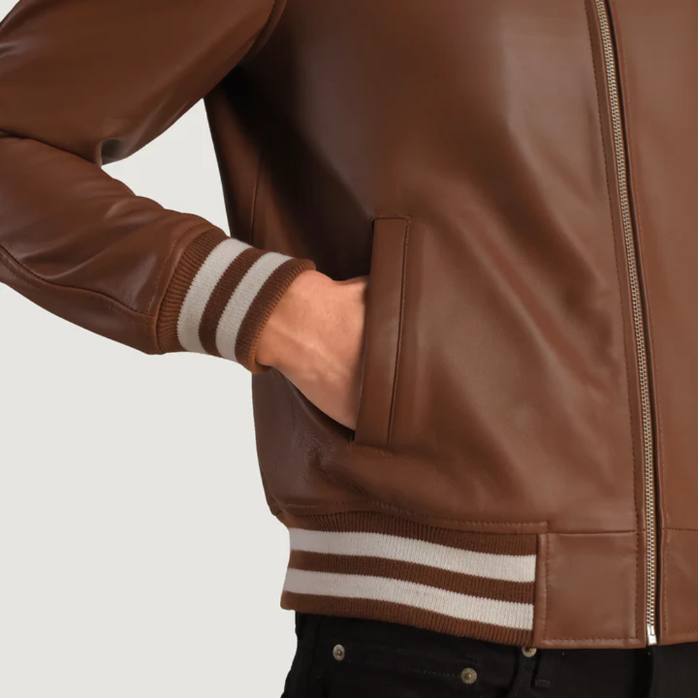 Walton Brown Leather Varsity Jacket