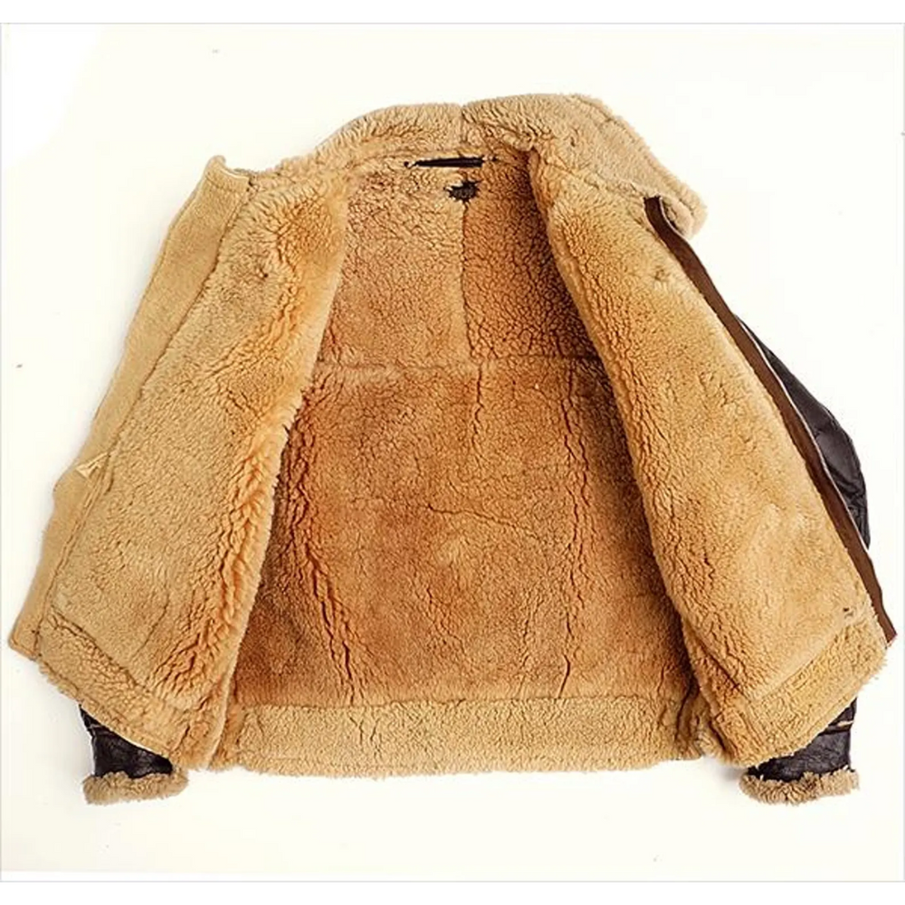 BRANDSLOCK Men’s Genuine Shearling Sheepskin Leather Ricardo Jacket – Luxury Winter Warmth & Style