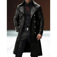 Classic Men’s German Officer Leather Trench Coat – Military Style Elegance