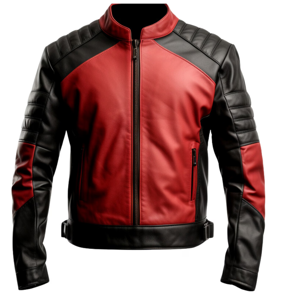 Men’s Black & Rusted Real Leather Motorcycle Jacket – Vintage Zipper Style