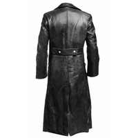 Classic Men’s German Officer Leather Trench Coat – Military Style Elegance