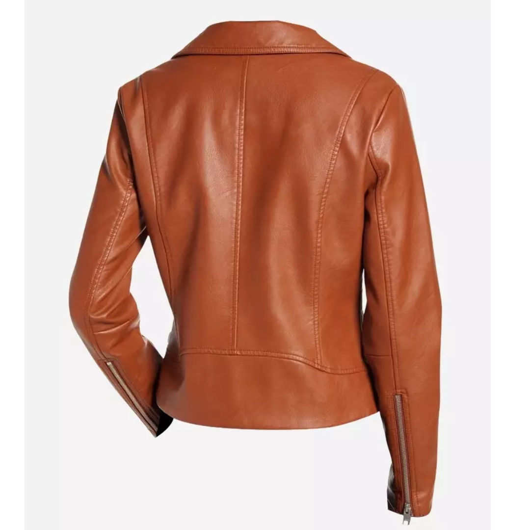 Women’s Real Brown Leather Jacket – Classic Style & Timeless Elegance