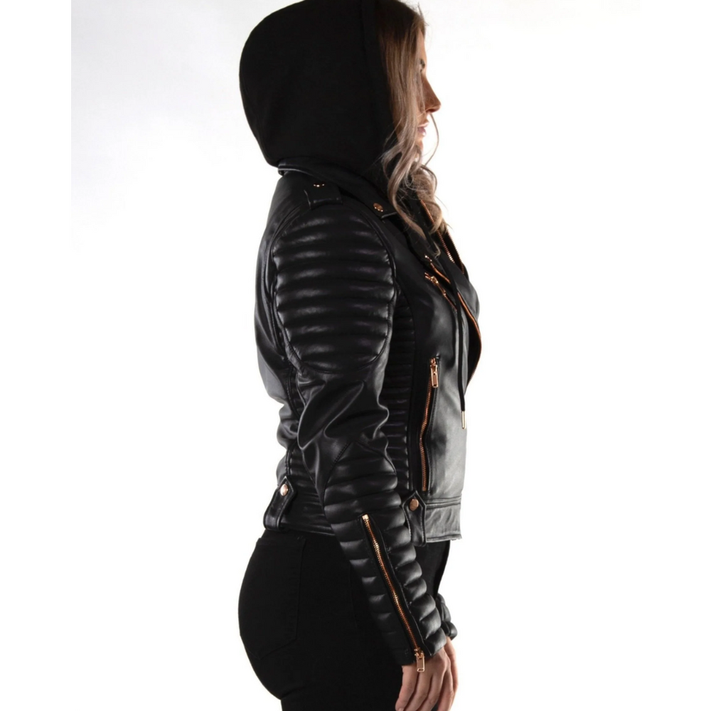 Elegant Women’s Black Fashion Leather Jacket – Stylish & Timeless Outerwear