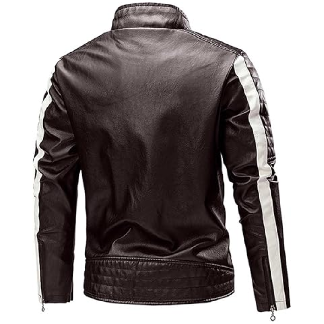 Men’s Black Leather Motorcycle Jacket – Classic Biker Style, Durable & Protective Riding Gear